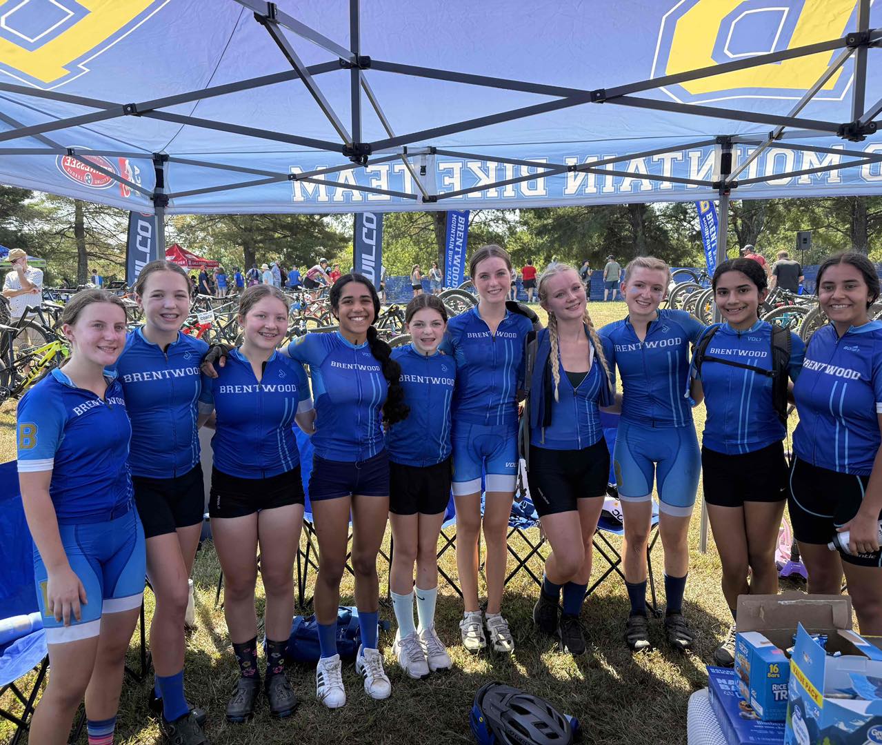Team at the race pit tent